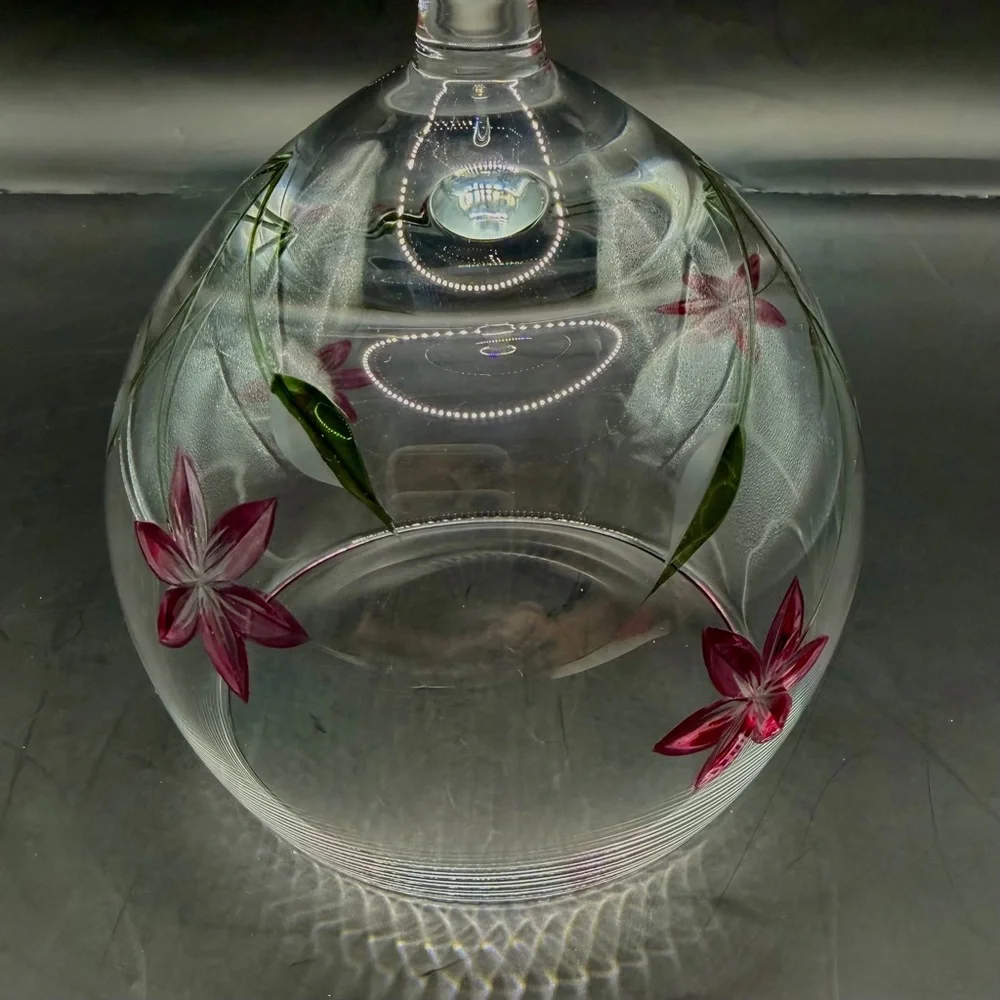 Lenox Floral Spirit Balloon Wine Glass Magenta Pink Flower Hand‎ Painted 8.75